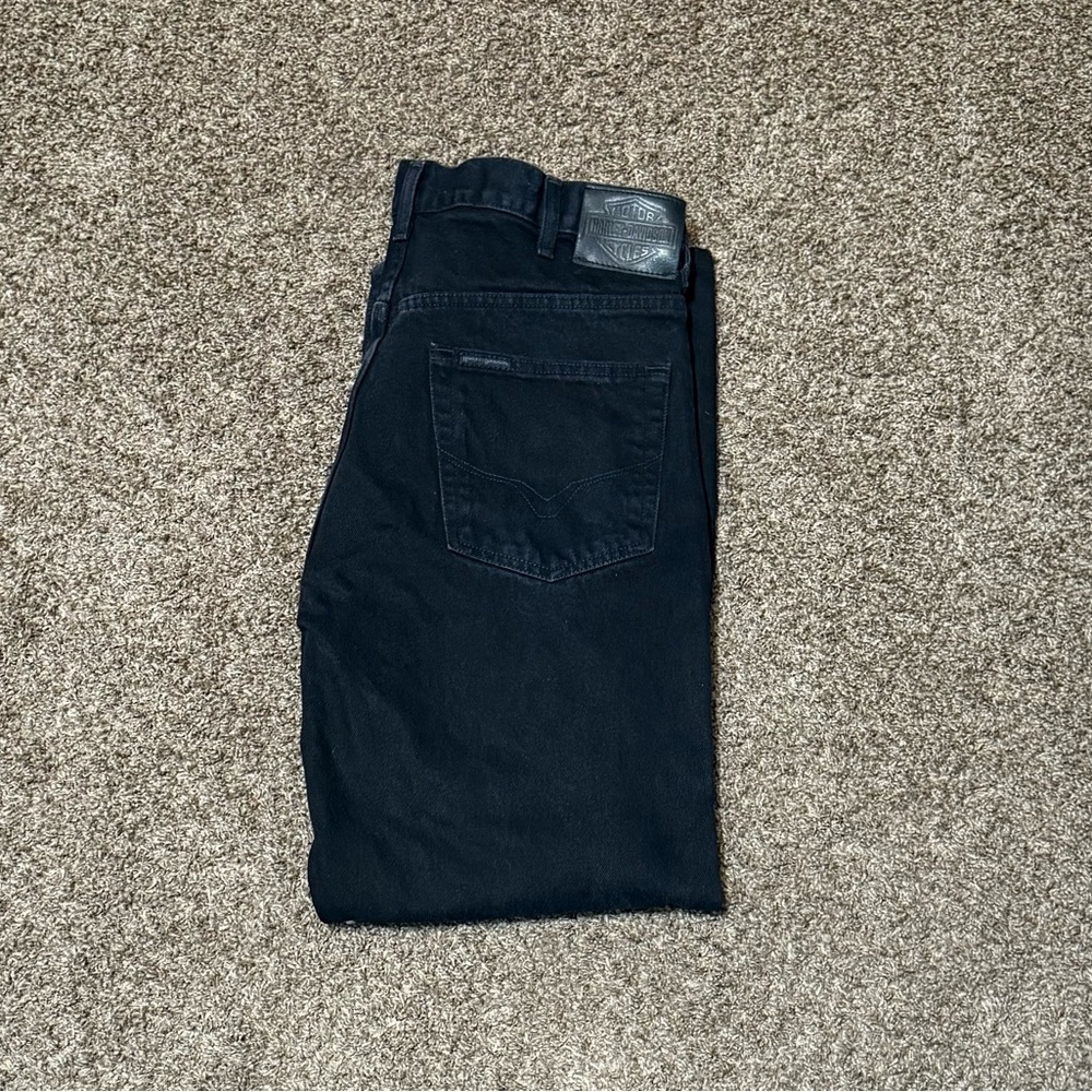 Harley Davidson Black Men’s Motorcycle Biker Denim Straight Leg Jeans Size 38x30